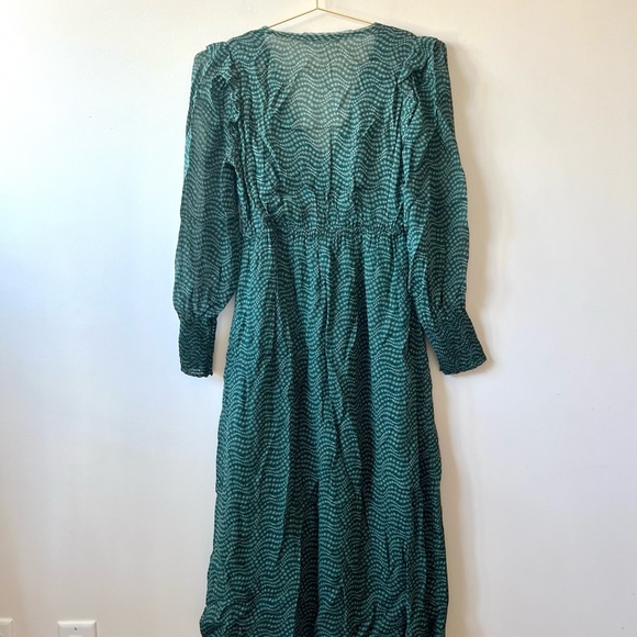 BA&SH Emerald Green Long Sleeve Midi Dress - Picture 7 of 8